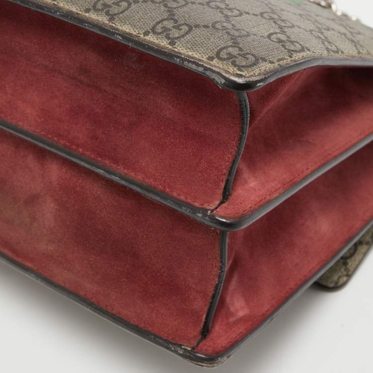 مملوكة مسبقًا Gucci Beige/Maroon GG Supreme Blooms Print Canvas and Suede Medium Dionysus Shoulder Bag