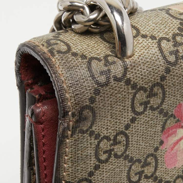 مملوكة مسبقًا Gucci Beige/Maroon GG Supreme Blooms Print Canvas and Suede Medium Dionysus Shoulder Bag