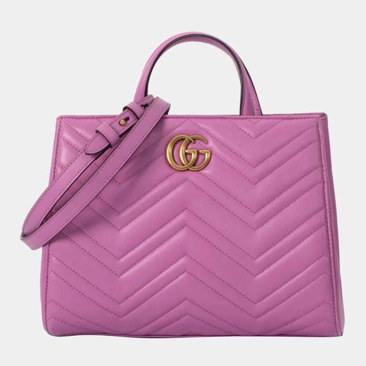 Gucci - Purple Matelassé Leather Marmont Shoulder Bag Small