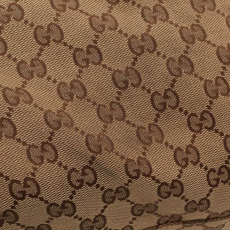 Pre Owned Gucci Beige/Black GG Canvas and Leather Medium Sukey Hobo