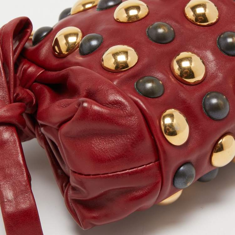 Pre Owned Gucci Red Leather Studded Babouska Hysteria Clutch