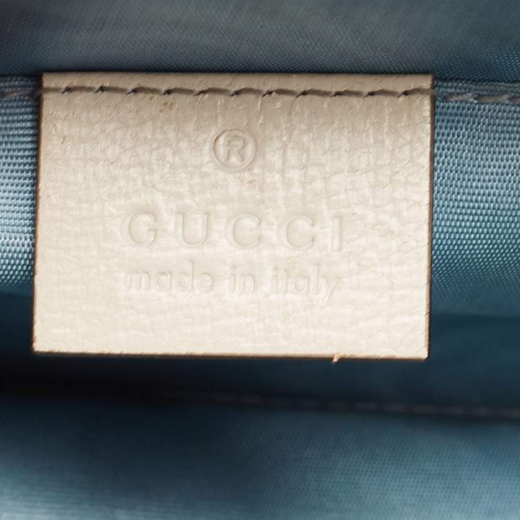 Pre Owned Gucci Off White Star Print Leather Mini Sylvie Top Handle Bag