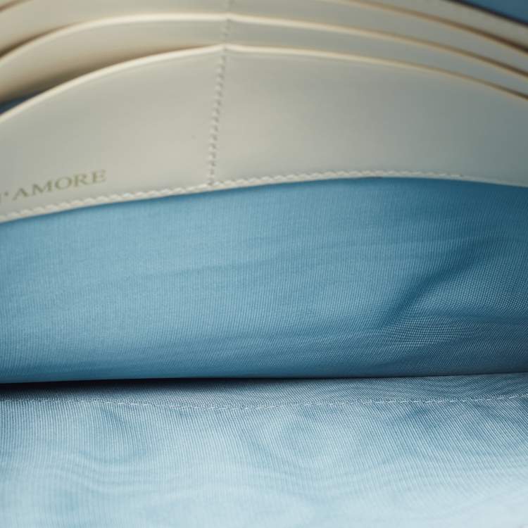 Pre Owned Gucci Off White/Gold Leather Guccy Zip Wristlet Pouch