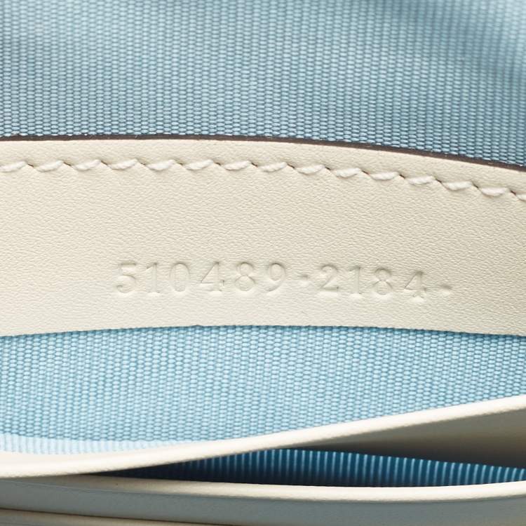 Pre Owned Gucci Off White/Gold Leather Guccy Zip Wristlet Pouch