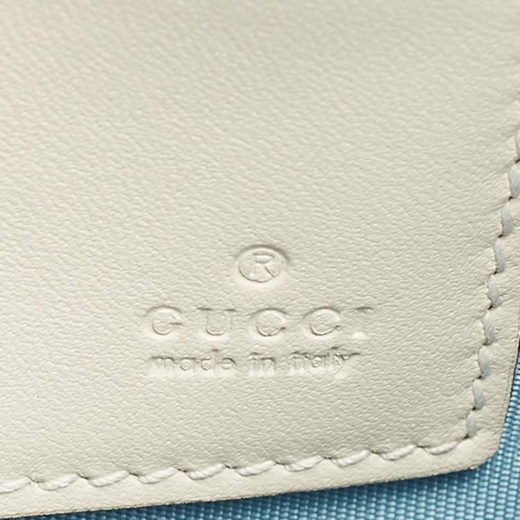 Pre Owned Gucci Off White/Gold Leather Guccy Zip Wristlet Pouch