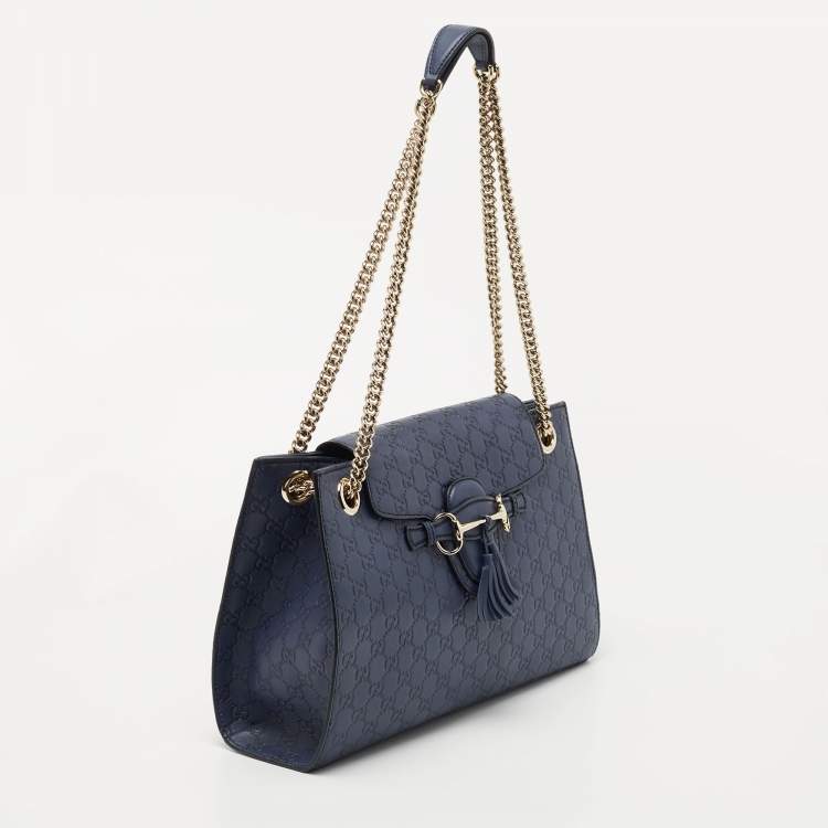 Pre Owned Gucci Purple Guccissima Leather Large Emily Chain Shoulder Bag
