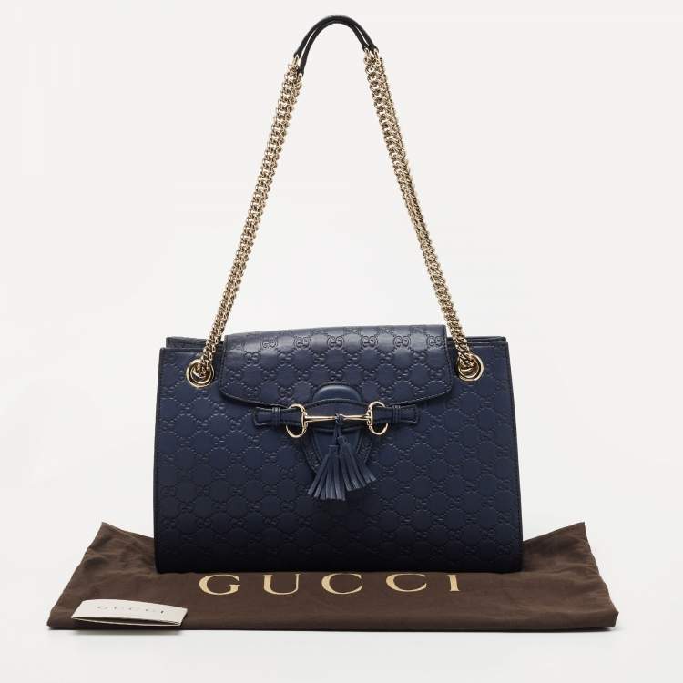 Pre Owned Gucci Purple Guccissima Leather Large Emily Chain Shoulder Bag