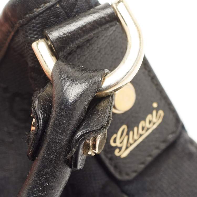 Pre Owned Gucci Black GG Canvas and Leather Abbey D-Ring Hobo