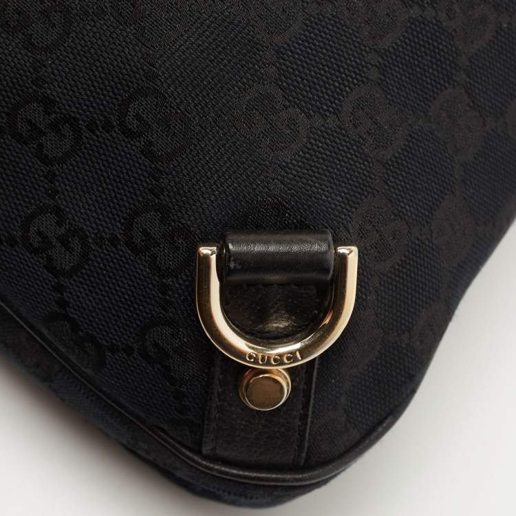 Pre Owned Gucci Black GG Canvas and Leather Abbey D-Ring Hobo