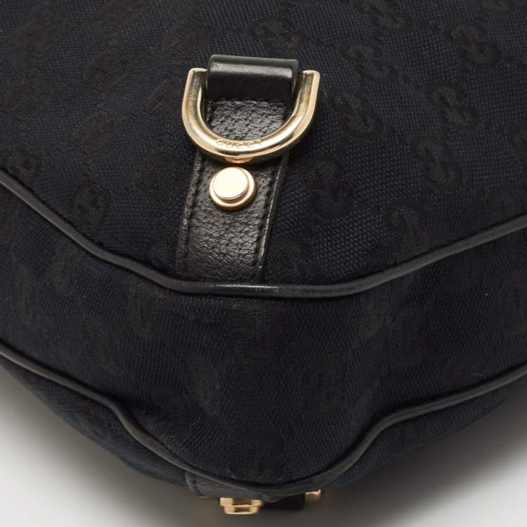 Pre Owned Gucci Black GG Canvas and Leather Abbey D-Ring Hobo