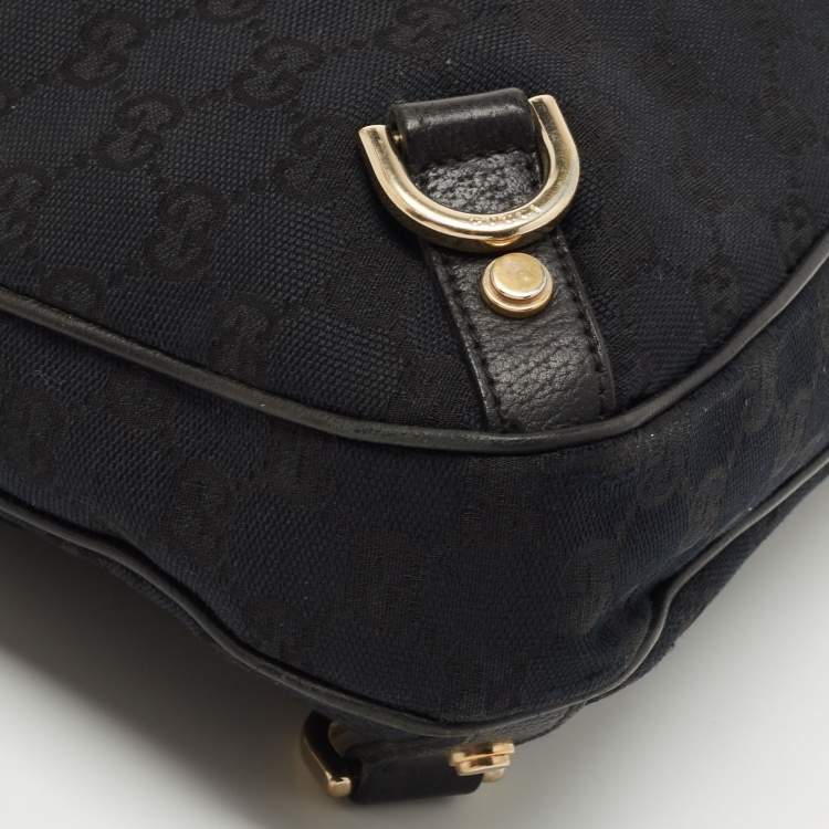 Pre Owned Gucci Black GG Canvas and Leather Abbey D-Ring Hobo