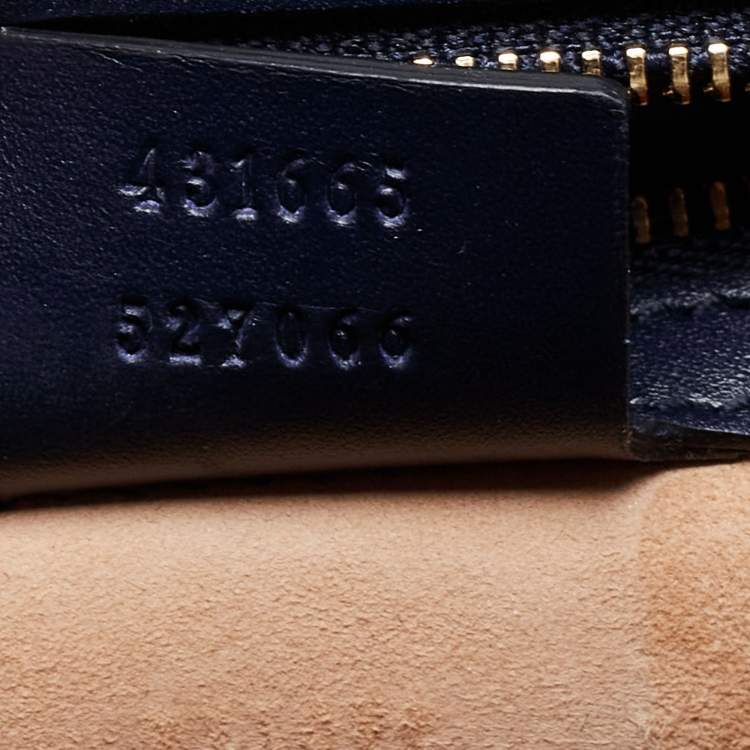 Pre Owned Gucci Blue Leather Medium Sylvie Top Handle Bag