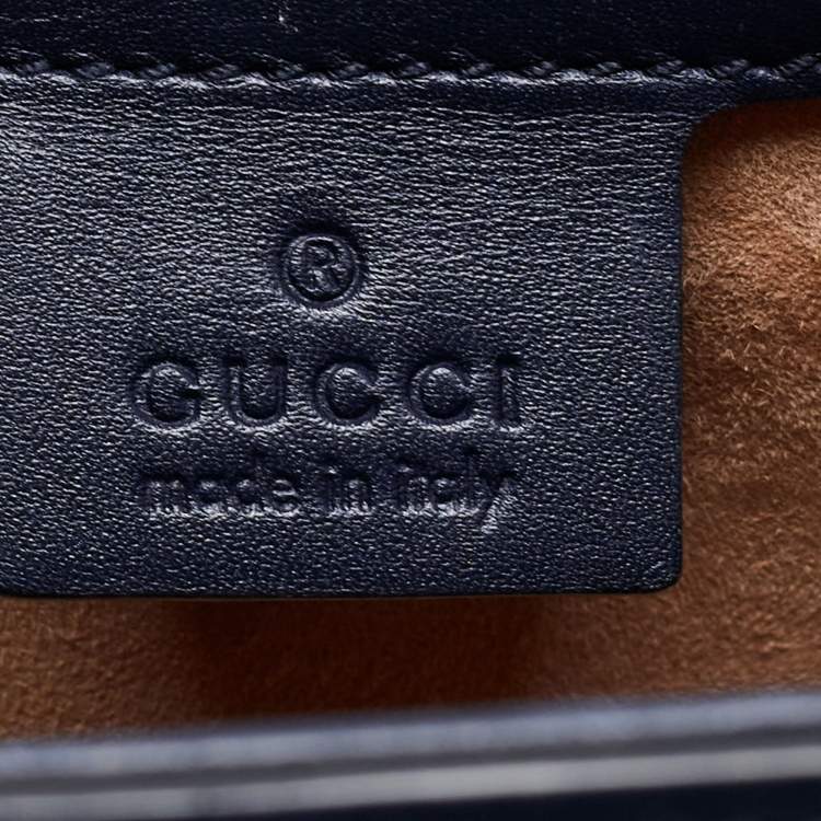 Pre Owned Gucci Blue Leather Medium Sylvie Top Handle Bag