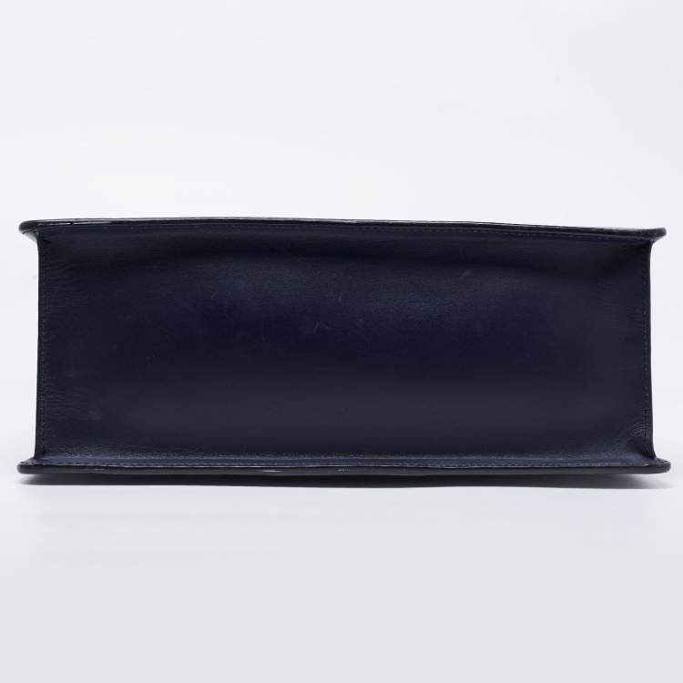 Pre Owned Gucci Blue Leather Medium Sylvie Top Handle Bag