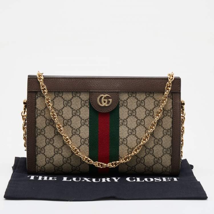 Pre Owned Gucci Beige/Brown GG Supreme Canvas  Ophidia Shoulder Bag