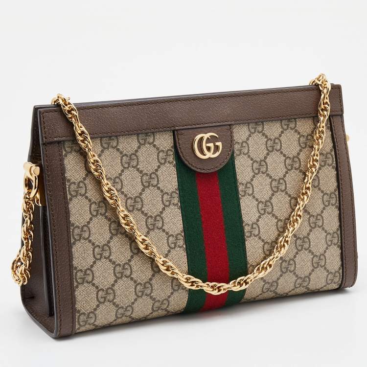 Pre Owned Gucci Beige/Brown GG Supreme Canvas  Ophidia Shoulder Bag