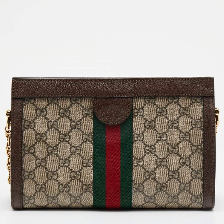 Pre Owned Gucci Beige/Brown GG Supreme Canvas  Ophidia Shoulder Bag