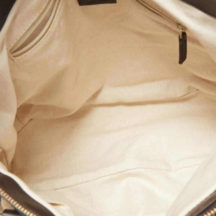 Pre Owned Gucci Beige/Ebony GG Canvas Medium Sukey Tote