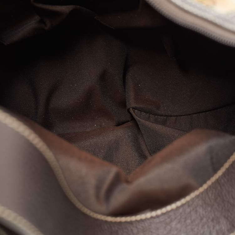 Pre Owned Gucci Ebony/Brown GG Crystal Canvas Large Signature Hobo