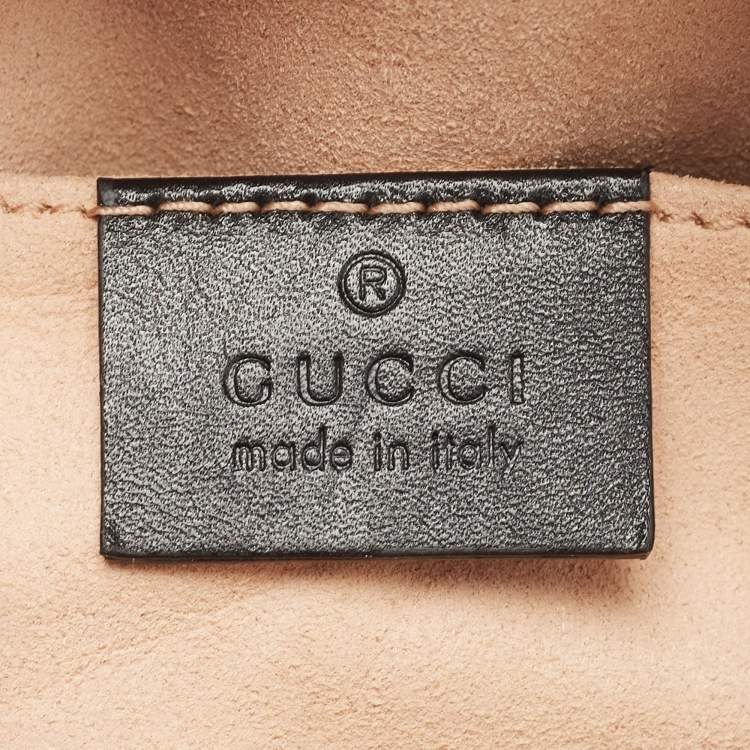 Pre Owned Gucci Black Matelassé Leather GG Marmont Belt Bag