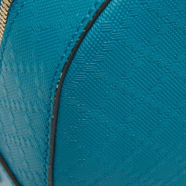 Pre Owned Gucci Teal Blue Bright Diamante Leather Small Satchel