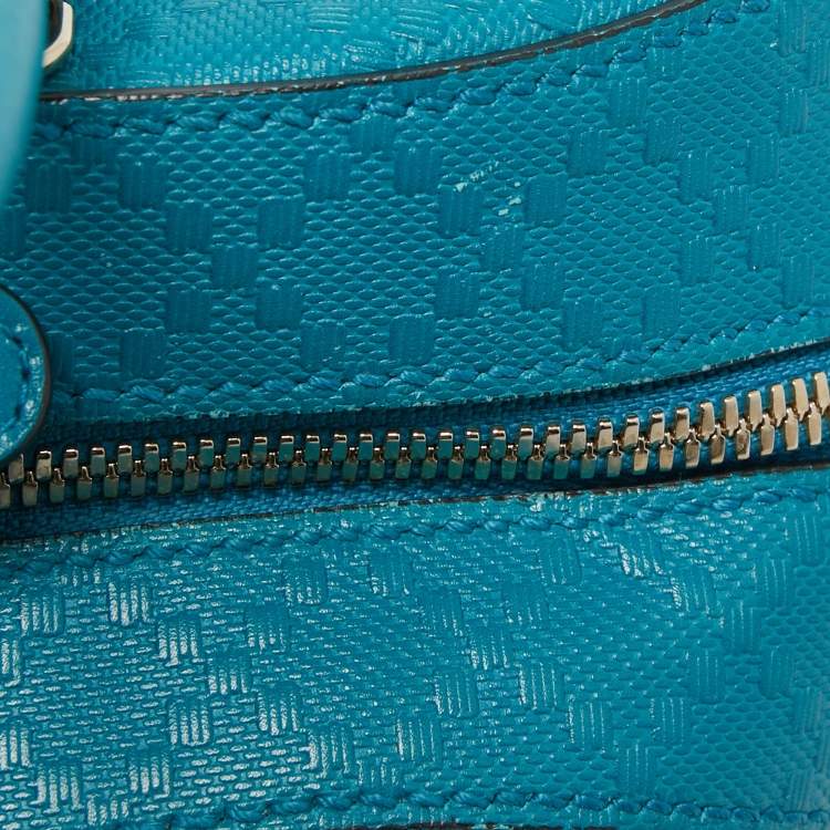 Pre Owned Gucci Teal Blue Bright Diamante Leather Small Satchel