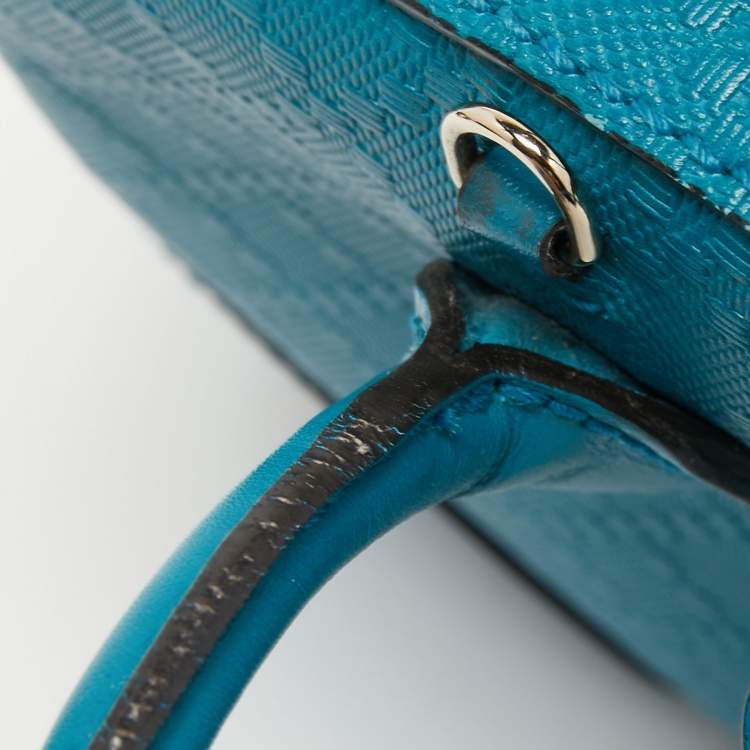 Pre Owned Gucci Teal Blue Bright Diamante Leather Small Satchel