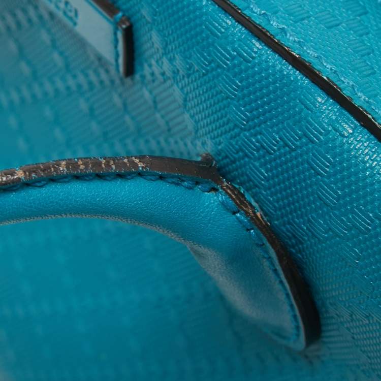 Pre Owned Gucci Teal Blue Bright Diamante Leather Small Satchel