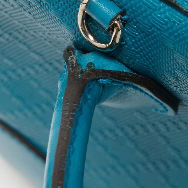 Pre Owned Gucci Teal Blue Bright Diamante Leather Small Satchel
