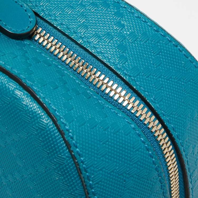 Pre Owned Gucci Teal Blue Bright Diamante Leather Small Satchel