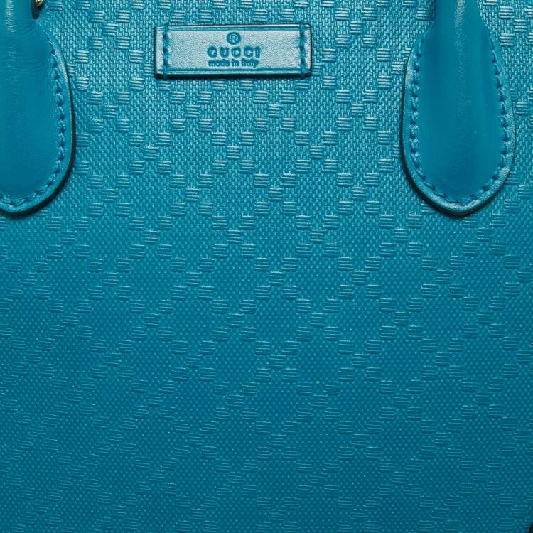 Pre Owned Gucci Teal Blue Bright Diamante Leather Small Satchel