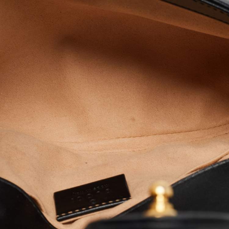 Pre Owned Gucci Black Matelassé Leather Mini GG Marmont Shoulder Bag