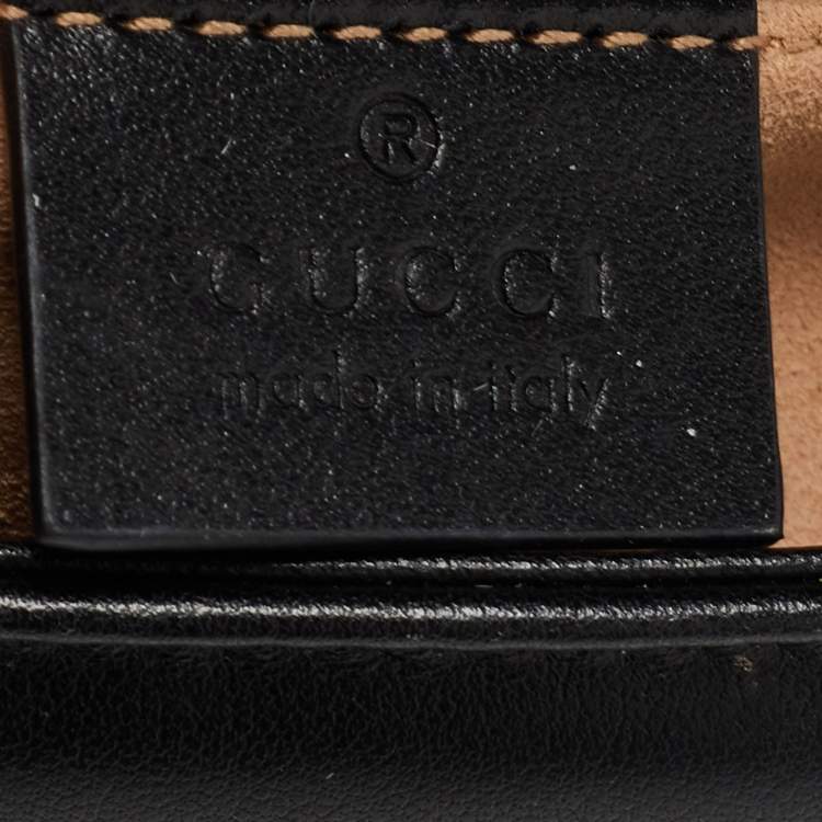 Pre Owned Gucci Black Matelassé Leather Mini GG Marmont Shoulder Bag