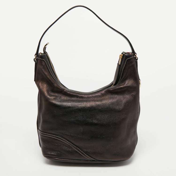 Pre Owned Gucci Black Leather Britt Hobo 