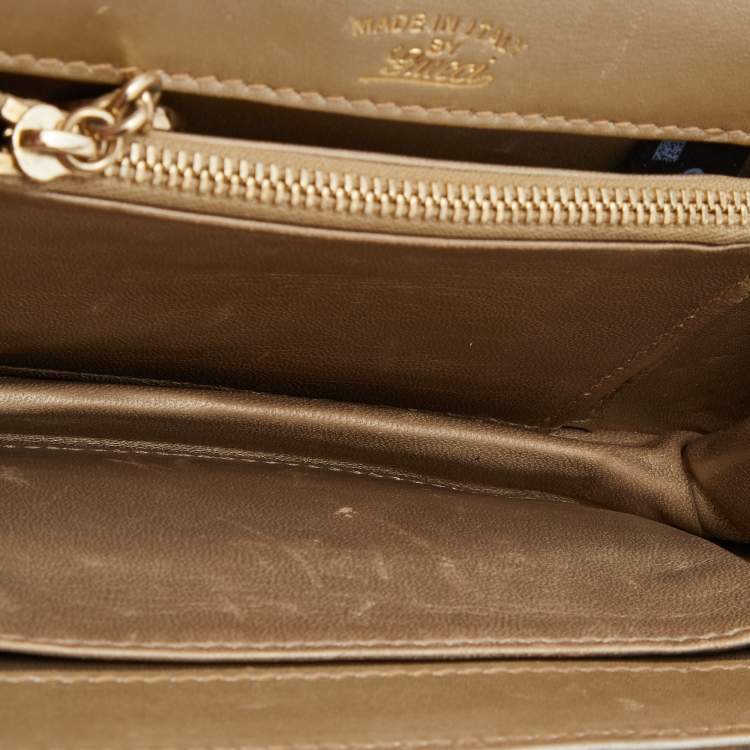 Pre Owned Gucci Metallic Gold Python Leather 1973 Chain Shoulder Bag