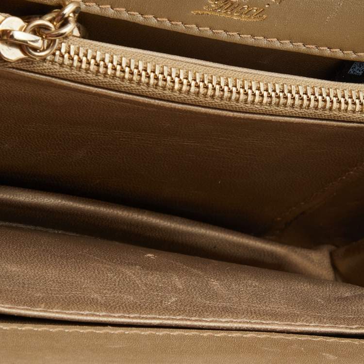 Pre Owned Gucci Metallic Gold Python Leather 1973 Chain Shoulder Bag