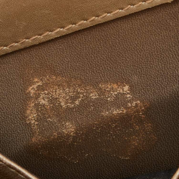 Pre Owned Gucci Metallic Gold Python Leather 1973 Chain Shoulder Bag