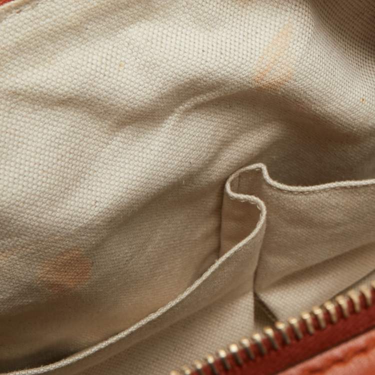 Pre Owned Gucci Beige/Orange GG Canvas and Leather Small Vintage Web Boston Bag