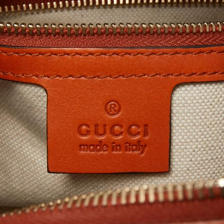 Pre Owned Gucci Beige/Orange GG Canvas and Leather Small Vintage Web Boston Bag