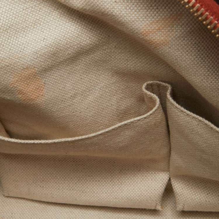 Pre Owned Gucci Beige/Orange GG Canvas and Leather Small Vintage Web Boston Bag