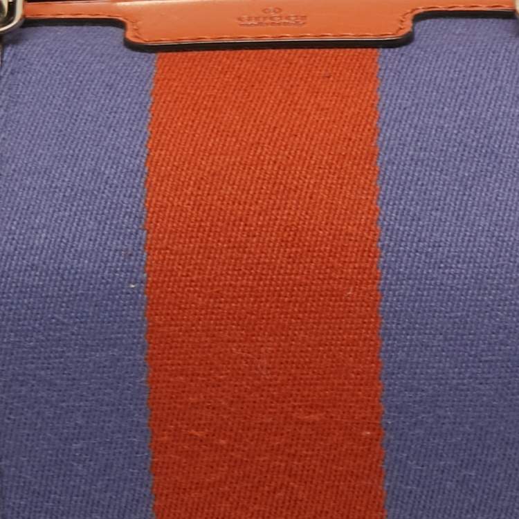 Pre Owned Gucci Beige/Orange GG Canvas and Leather Small Vintage Web Boston Bag