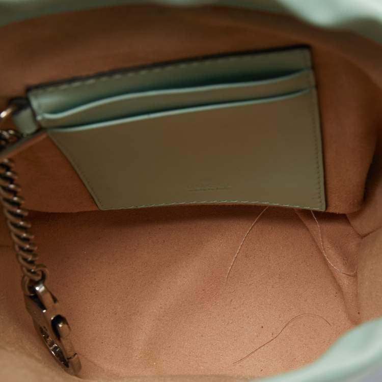 Pre Owned Gucci Multicolor Diagonal Leather Mini GG Marmont Torchon Bucket Bag      