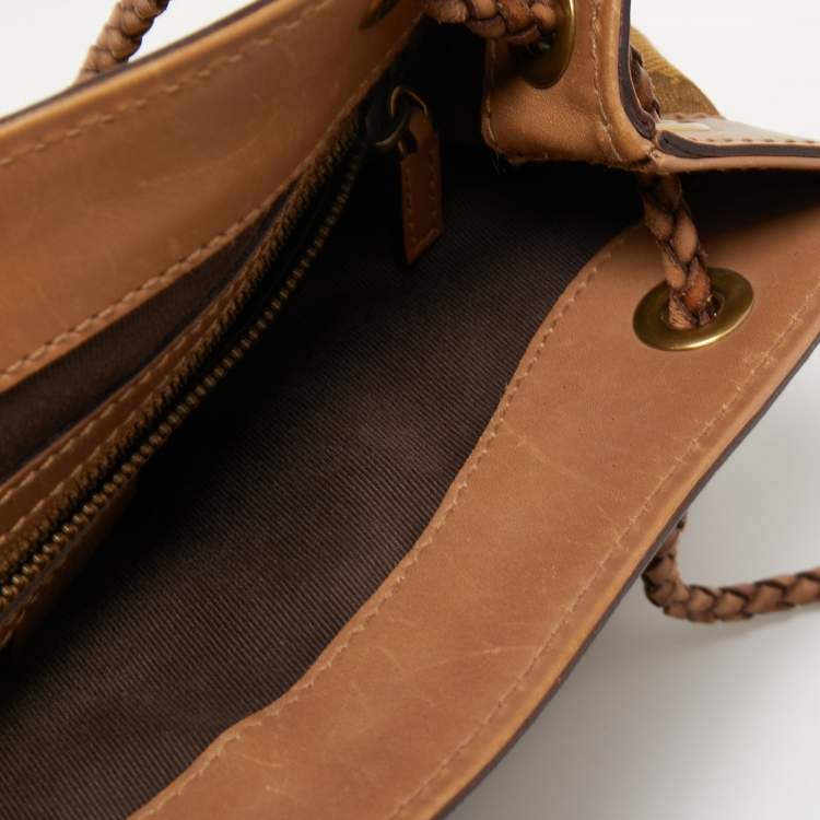 Pre Owned Gucci Beige GG Canvas and Leather Braided Handle Tote