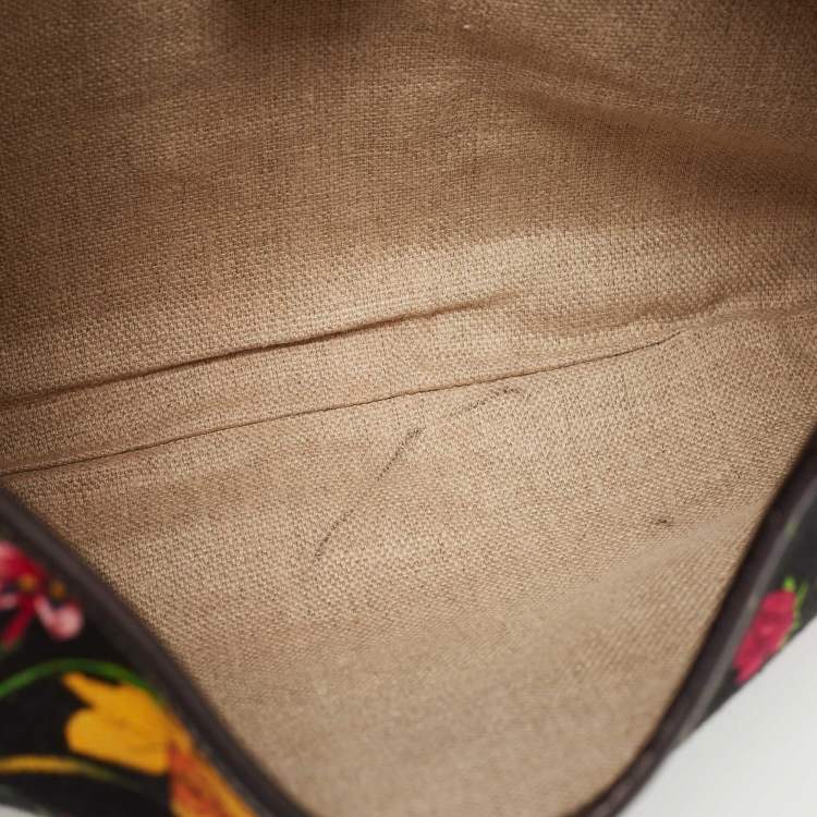 Pre Owned Gucci Multicolor Floral Print Canvas and Leather Jackie O Bouvier Hobo 