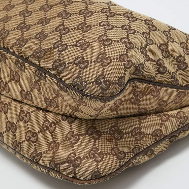 Pre Owned Gucci Beige/Ebony GG Canvas Web Pop Hobo
