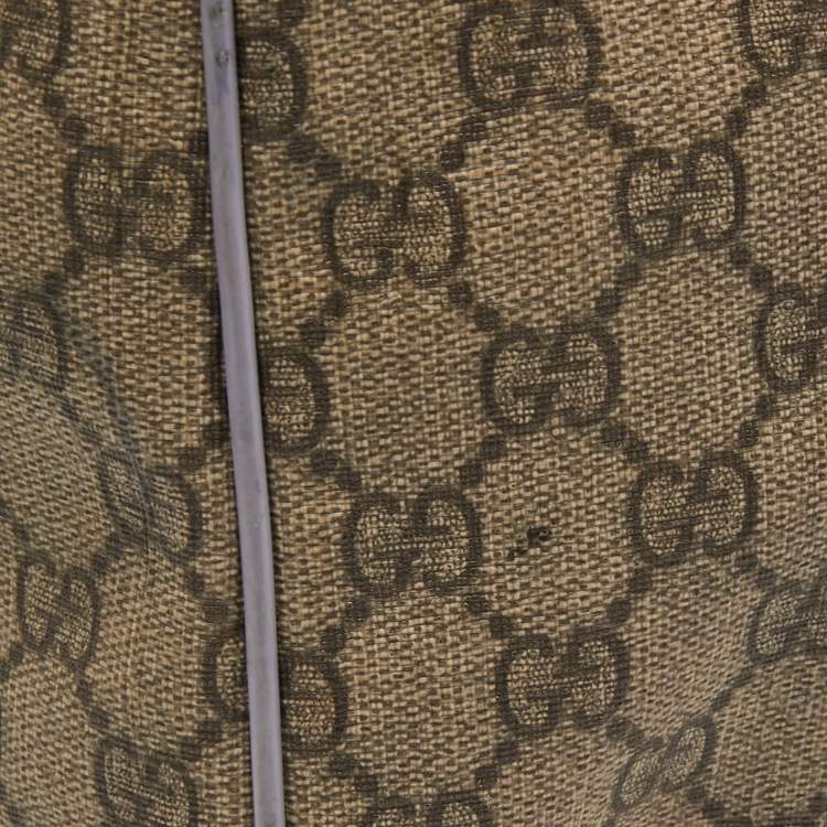 Pre Owned Gucci Beige/Purple GG Supreme Canvas and Patent Leather Joy Boston Bag
