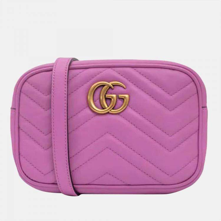 Gucci Marmont Camera Shoulder bag in Pink Leather Gucci | The Luxury Closet