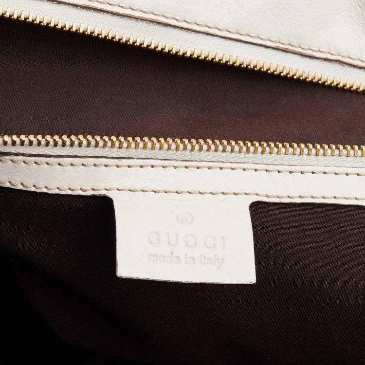 Pre Owned Gucci Beige/White GG Canvas and Leather Travel Satchel