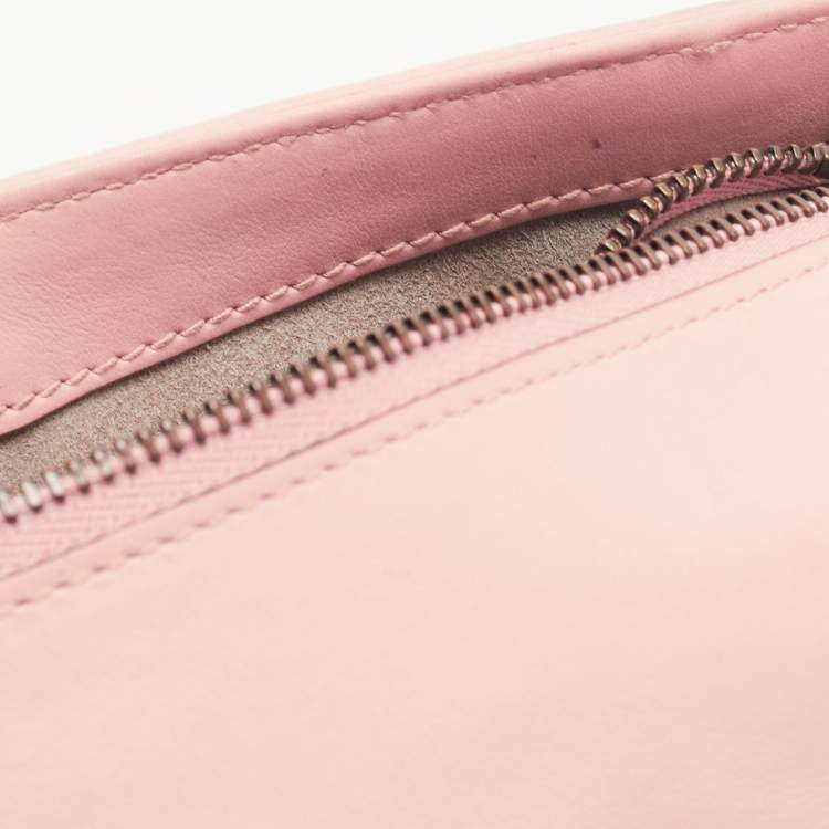 Pre Owned Gucci Pink Matelassé Leather Small GG Marmont Shoulder Bag