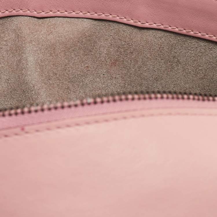 Pre Owned Gucci Pink Matelassé Leather Small GG Marmont Shoulder Bag
